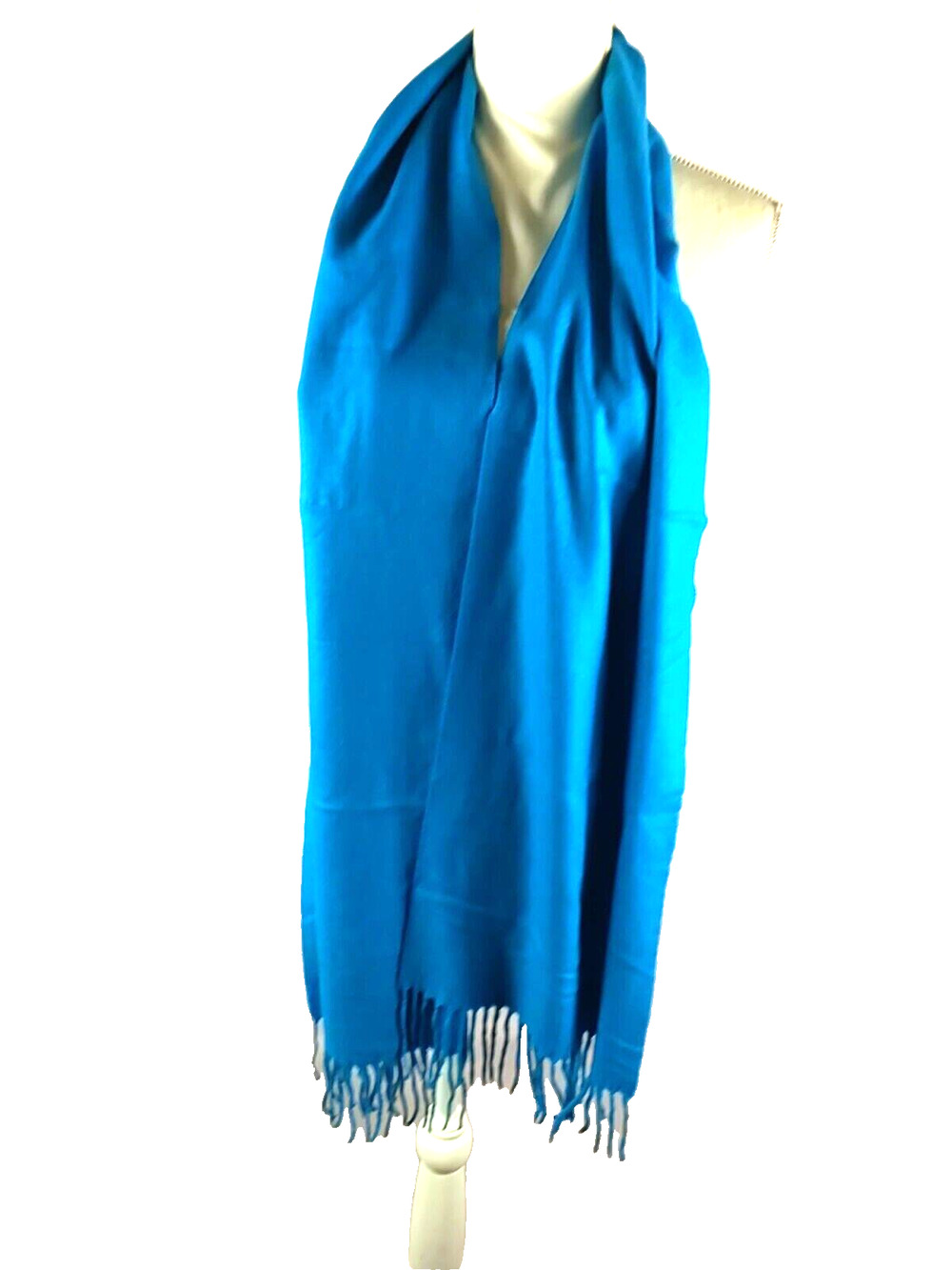Cashmere Feel Rectangle Scarf Turquoise Blue 72" X 12" Beach Ocean Waves